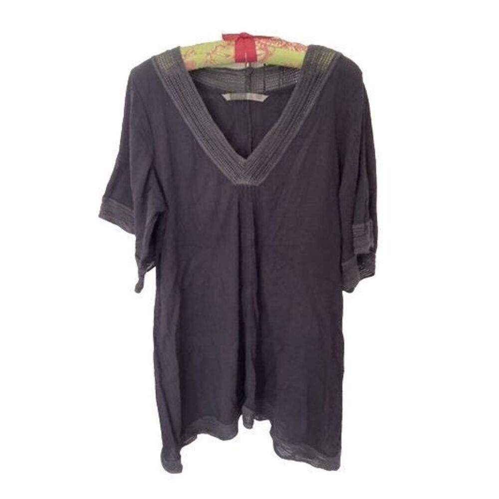 ATHLETA Mariana Tunic Swim Cover Up Sz M Gray Crochet 100% Cotton